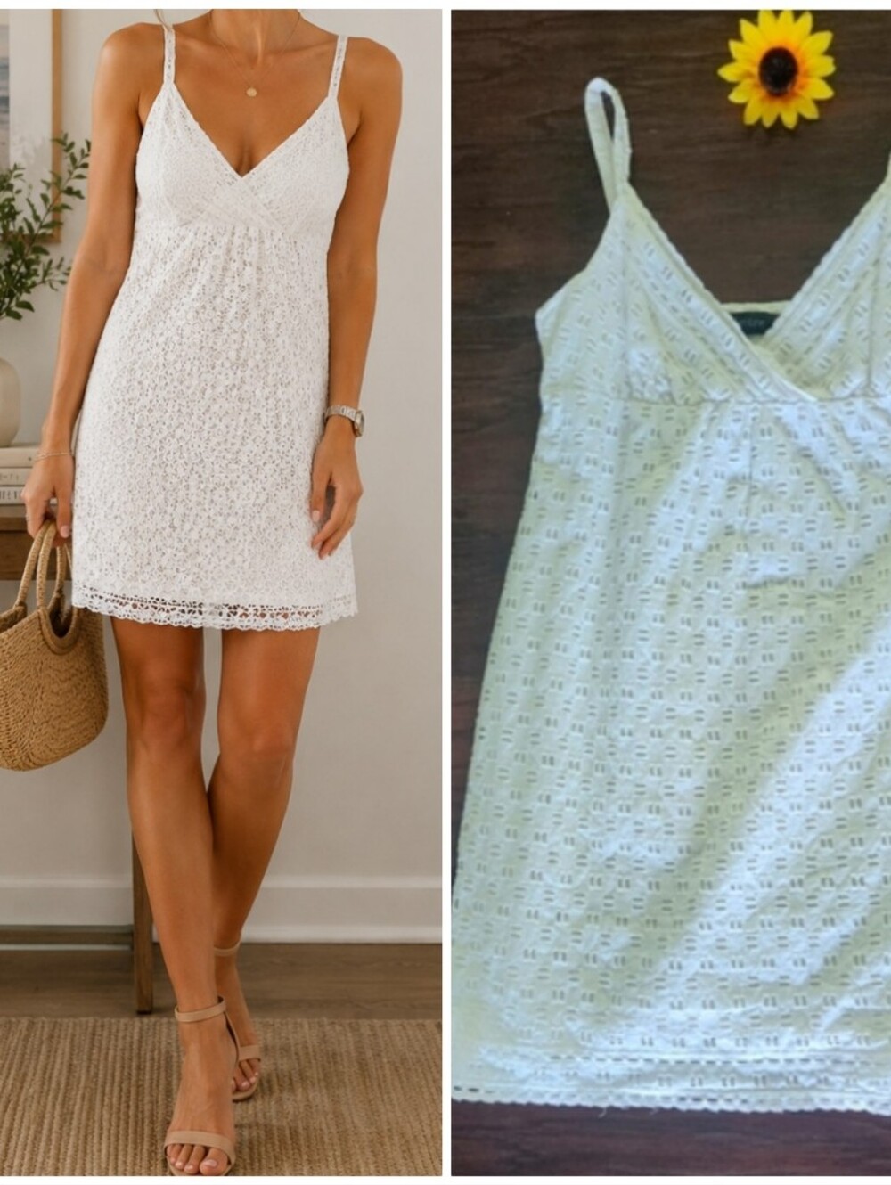 Karen Kane White Eyelet Lace Spaghetti Strap Sundress